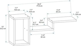 Mensola Sospesa Design Moderno 78x20x33 Berry Bianca