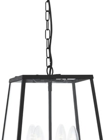 Sospensione Industrial-Nordico Lantern Noir Acciaio Nero Vetro 1 Luce E14