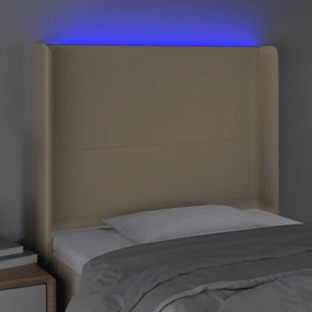 Testiera a led crema 103x16x118/128 cm in tessuto