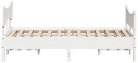 Giroletto con testiera bianco 160x200 cm legno massello di pino
