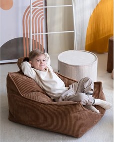 Pouf per bambini color crema con rivestimento in velluto a coste – Wigiwama