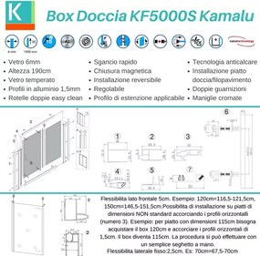 Doccia angolare 150x90 vetro satinato anta scorrevole KF5000S - KAMALU