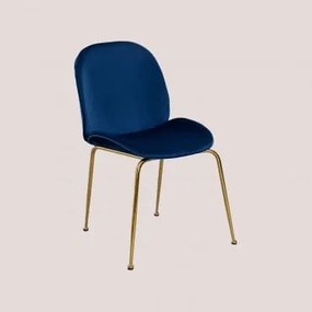 Confezione da 2 sedie in velluto Pary Blu & Dorato - Sklum