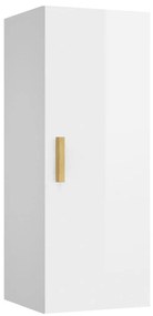 Mobile parete bianco lucido 34,5x34x90 cm in legno multistrato