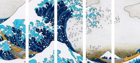 Quadri 5 pezzi – Riproduzione La grande onda di Kanagawa - KATSUSHIKA HOKUSAI