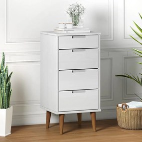 Cassettiera Molde Bianca 40x35x82 Cm İn Legno Massello Di Pino /