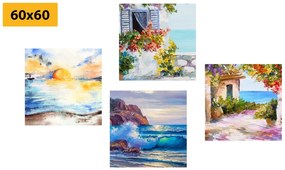Set di quadri – Tocco di mare in imitazione di pittura a olio