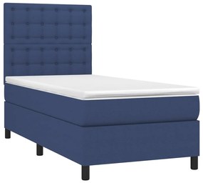 Letto a molle con materasso e led blu 100x200cm in tessuto