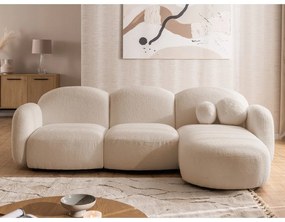 Divano angolare marrone chiaro (con penisola a destra/con chaise lounge) con rivestimento in bouclé Orbit – Ropez
