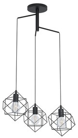 Lampadario Industrial Straiton 3 Luci Acciaio Nero Grande