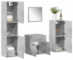 Set Mobili Da Bagno 4 Pz Grigio Cemento İn Legno Multistrato /