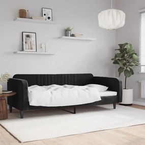 Letto Da Giorno Nero 100x200 Cm İn Velluto /