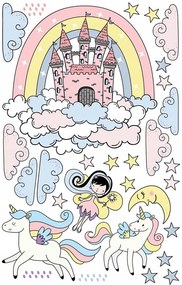 Adesivo murale da favola per bambina - fata e unicorno