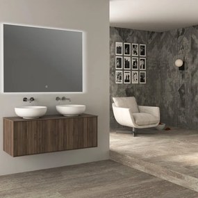Mobile da bagno sospeso sotto lavabo Domino di Baden Haus L 120 x H 43 x P 46 cm noce cannettato , 2 cassetti