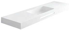 Lavabo sospeso rettangolare Zen L120 H 10 x P 46 cm in acrilico bianco