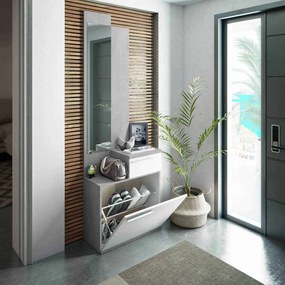 INGRESSO CON SPECCHIO, SCARPIERA E CASSETTO GRIGIO/BIANCO KAREN