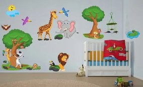 Adesivo da parete colorato per bambini con animali Madagascar 100 x 200 cm