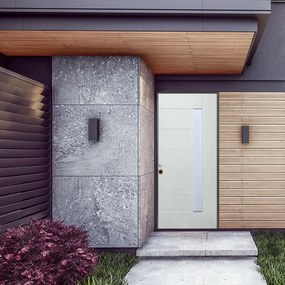 Porta blindata MASTER Glow con vetro L 90 x H 210 cm in MDF bianco, apertura spingere a sinistra, falso telaio incluso