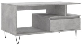 Tavolino salotto grigio cemento 90x49x45 cm legno multistrato