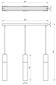 Lampadario su filo TULUM 3xGU10/60W/230V nero