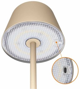 Lampada da Tavolo Ricaricabile 2.2W, IP54 CCT Dimmerabile, Beige/Sabbia Colore del corpo Beige