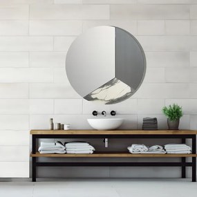 Specchio rotondo moderno 80 cm effetto marmo bianco e vetro fumč - OSCAR