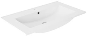 Lavabo integrale a incasso bacino al centro rettangolare FLAT L 81 x H 18 x P 46 cm in ceramica bianco