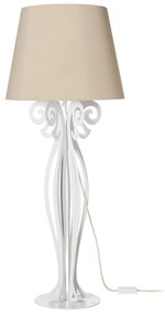 Lampada grande da tavolo Circeo - Bianco marmo - Paralume sabbia