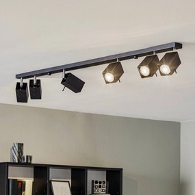 SOLLUX LIGHTING Faretto da soffitto Square, nero a 6 luci lineare