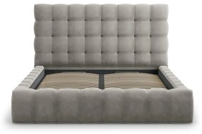 Letto matrimoniale imbottito grigio chiaro con contenitore con griglia 200x200 cm Bali - Cosmopolitan Design
