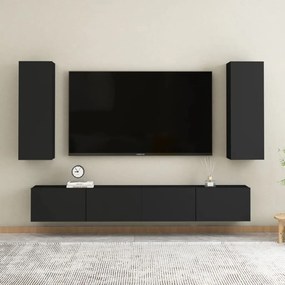 Set di mobili porta tv 4 pz nero in legno multistrato