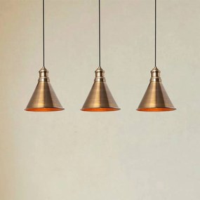 Opviq Lampada a sospensione Sivani MR-314, oro antico, ferro a 3 luci lineare