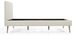 Kave Home - Letto Dyla in shearling bianco, con gambe in faggio massiccio per materasso da 160 x 200 c