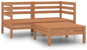 Set divani da giardino 3 pz miele in legno massello di pino