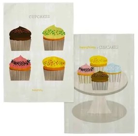 Panno da Cucina HappyFriday Cupcakes Multicolore 70 x 50 cm (2 Unità)