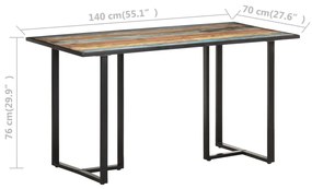 Tavolo da Pranzo 140 cm in Legno Massello di Recupero