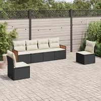 Set Divano da Giardino 6 pz con Cuscini Nero in Polyrattancod mxl 113299