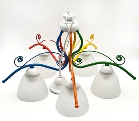 Lampadario a sospensione con catena RETRO 5xE27/60W/230V bianco/colorato