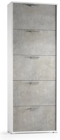 Scarpiera 5 ante a ribalta singola prof L 67 x H 184 x P 18 cm 15 paia, bianco