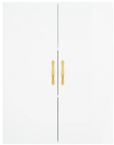 Credenza Bianco Lucido 69,5x34x180 cm in Legno Multistrato