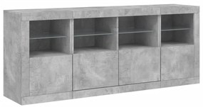 Credenza con luci led grigio cemento 163x37x67 cm