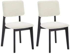 Sedia in Tessuto e Legno di hevea Bianco e Nero - Lotto di 2 - JASMENA