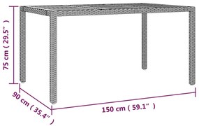 Set da Pranzo da Giardino 5 pz con Cuscini in Polyrattan Grigio