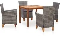 Set Pranzo da Giardino 5 pz Polyrattan e Legno d'Acacia Grigio 46000