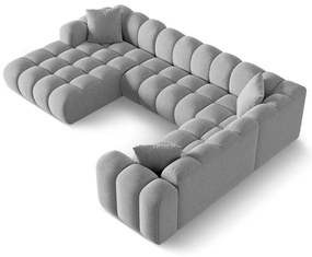 Divano angolare grigio chiaro (con penisola a destra/a U) con rivestimento in ciniglia Treno – Cosmopolitan Design