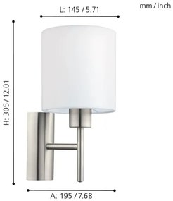 Eglo 94924 - Applique PASTERI 1xE27/60W/230V