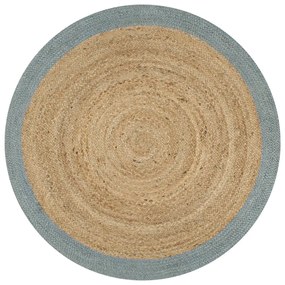 Tappeto Lavorato A Mano İn Juta Con Bordo Verde Oliva 150 Cm /