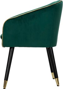 Poltrona Paris 62x58x78 cm in Legno Spugna Metallo e Poliestere Verde e Oro...