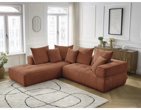 Divano angolare color terracotta (penisola a sinistra/a L) con rivestimento in ciniglia Whesley – Bobochic Paris