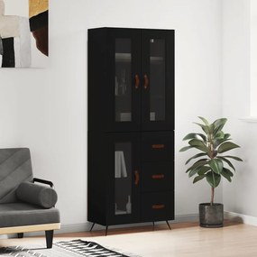 Credenza Nera 69,5x34x180 Cm İn Legno Multistrato /